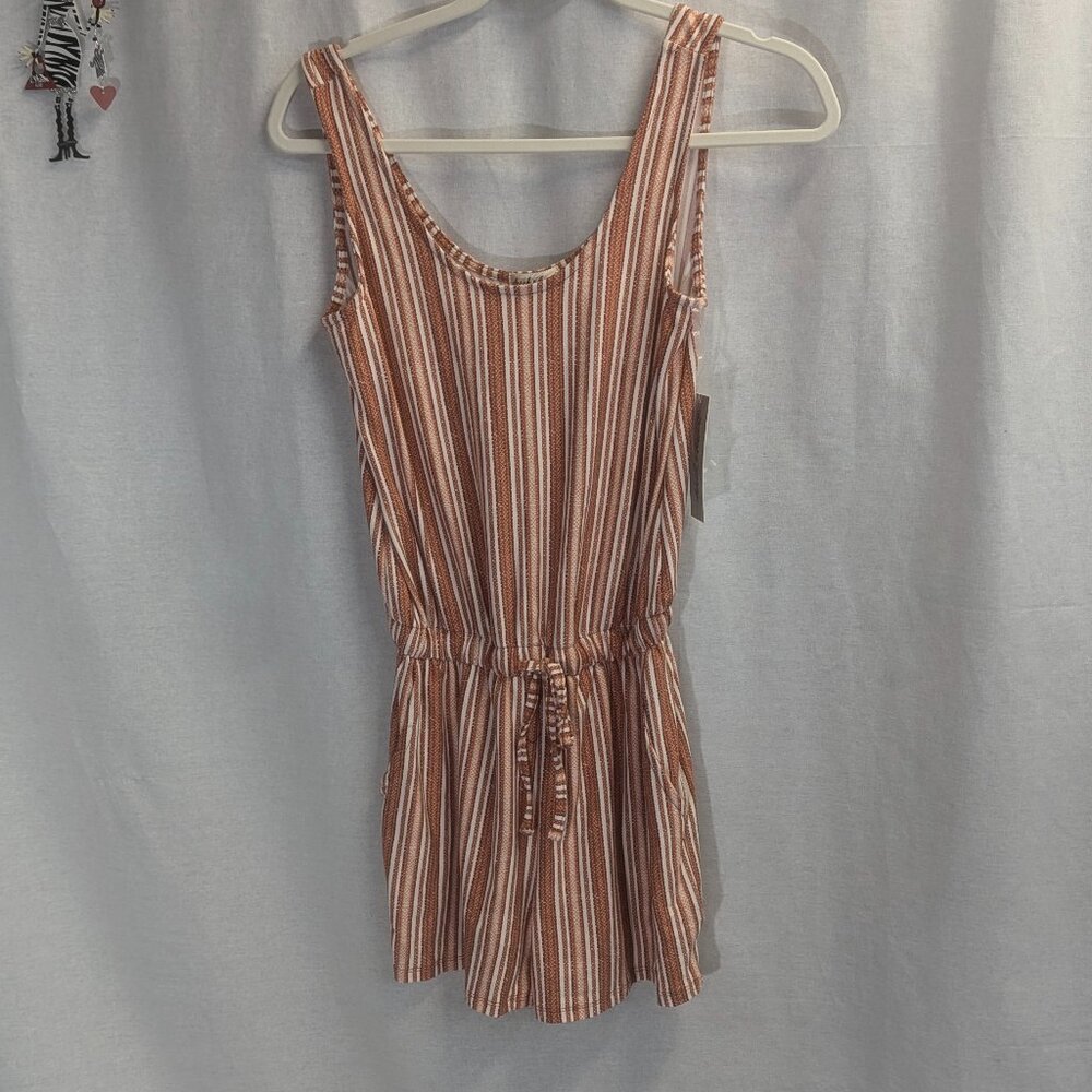 NWT Derek Heart Size Small Rust/Burnt Orange Striped Romper